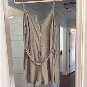 Beige Button-Down Romper